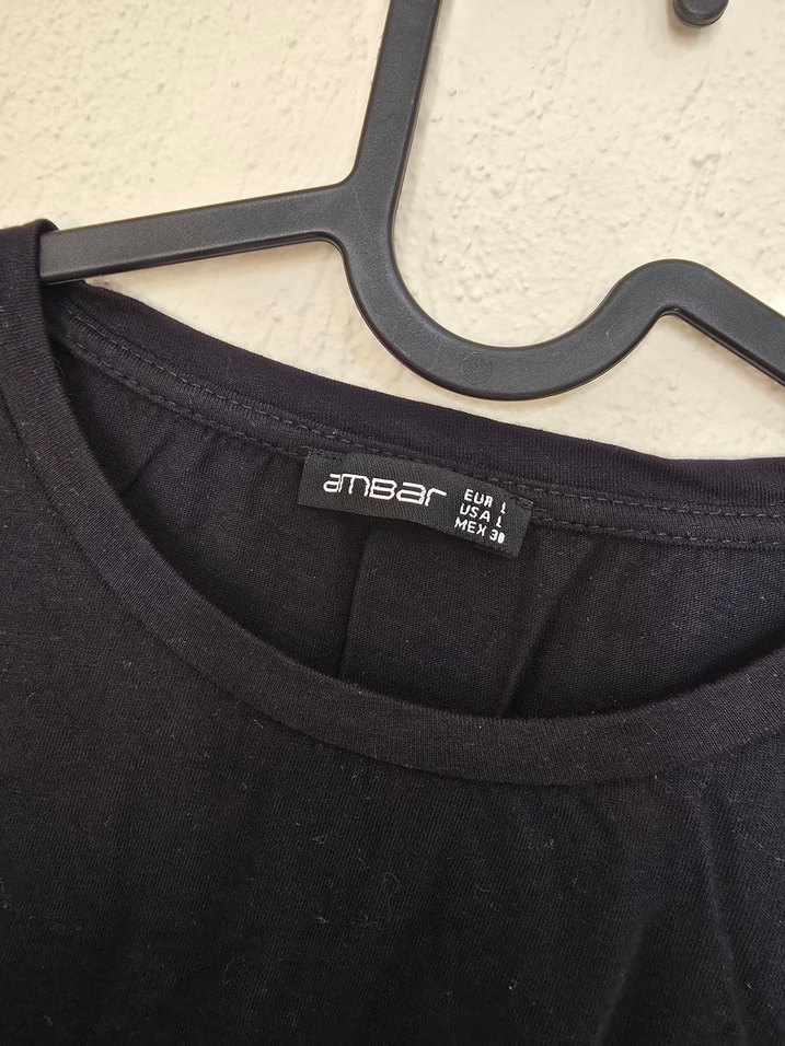 Siyah Baskılı Oversize Kadın Tişört - Görsel 2