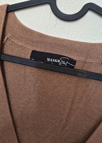 V Yaka Bej Süet Kadın Midi Kazak - Görsel 2