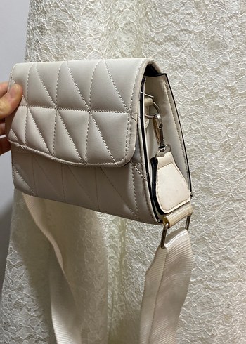 Beyaz Deri Kadın Omuz Çantası - Görsel 2