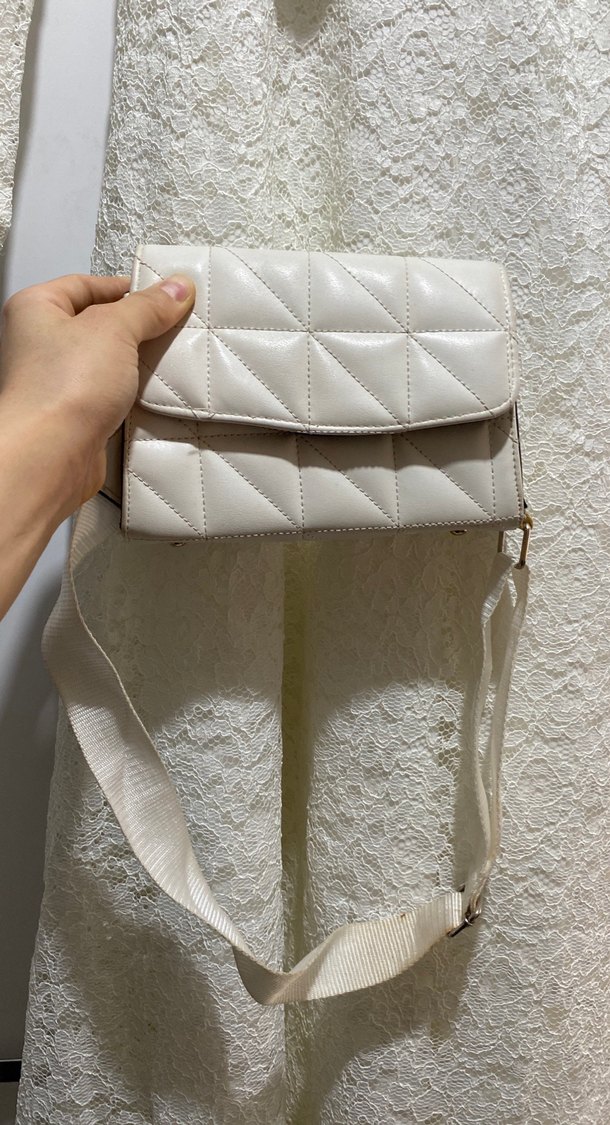 Beyaz Deri Kadın Omuz Çantası - Görsel 3