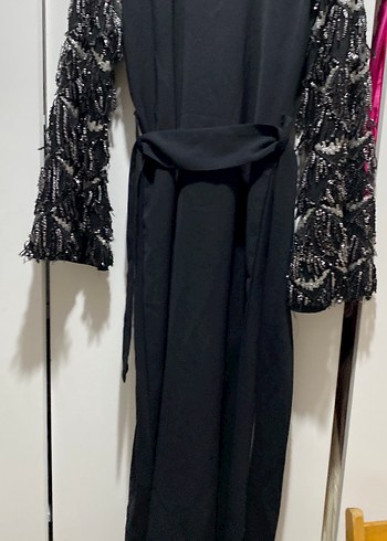 Püsküllü Siyah Uzun Kadın Elbise - Görsel 2