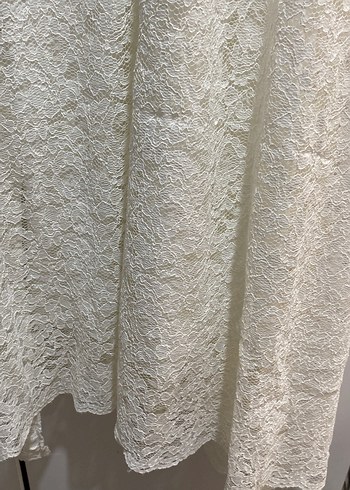 Dantel Detaylı Beyaz Uzun Bohem Gelinlik - Görsel 7