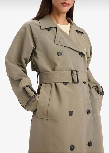 Bej Uzun Kemerli Kadın Trençkot - Görsel 2