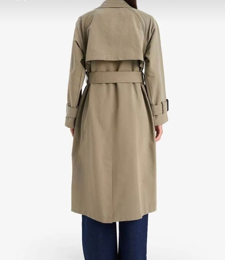 Bej Uzun Kemerli Kadın Trençkot - Görsel 3