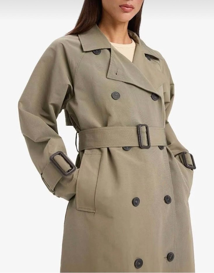 Bej Uzun Kemerli Kadın Trençkot - Görsel 2