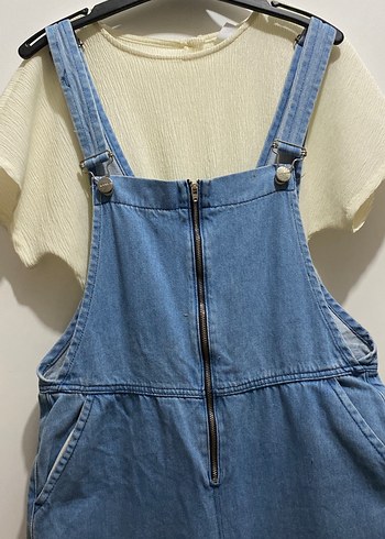 Koton Mavi Denim Midi Kadın Tulum