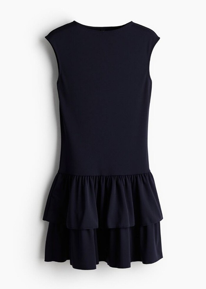 H&M marka pileli lacivert elbise - Görsel 3