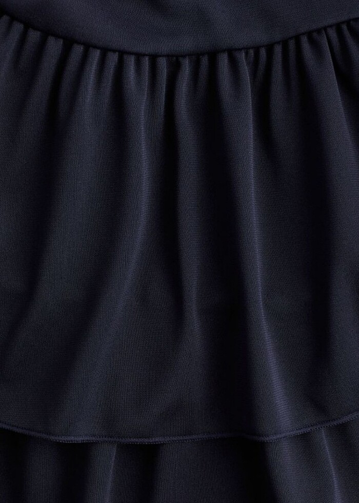 H&M marka pileli lacivert elbise - Görsel 4