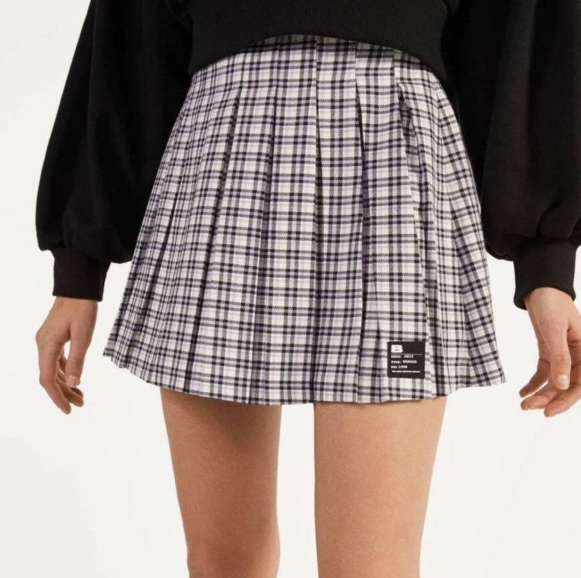 Ekose Desenli Pilili Mini Etek - Görsel 2