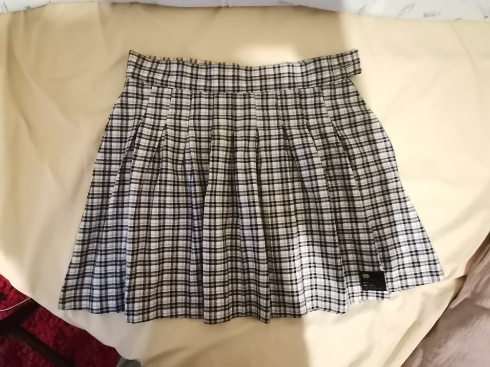 Ekose Desenli Pilili Mini Etek - Görsel 5