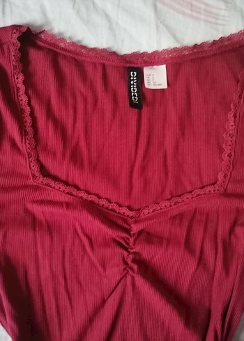 Bordo Dantel Detaylı V Yaka Uzun Kollu Bluz - Görsel 2