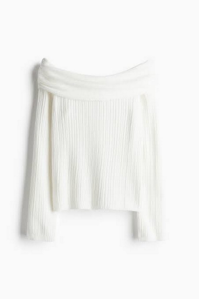 H&M Omuzları Açık Kazak - Görsel 2