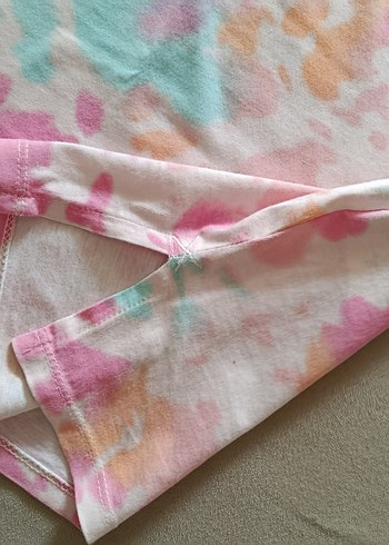 Kız Çocuk Pembe Tie-Dye V Yaka Elbise - Görsel 3