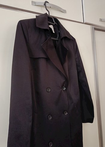 Siyah Uzun Kadın Trençkot - Görsel 4