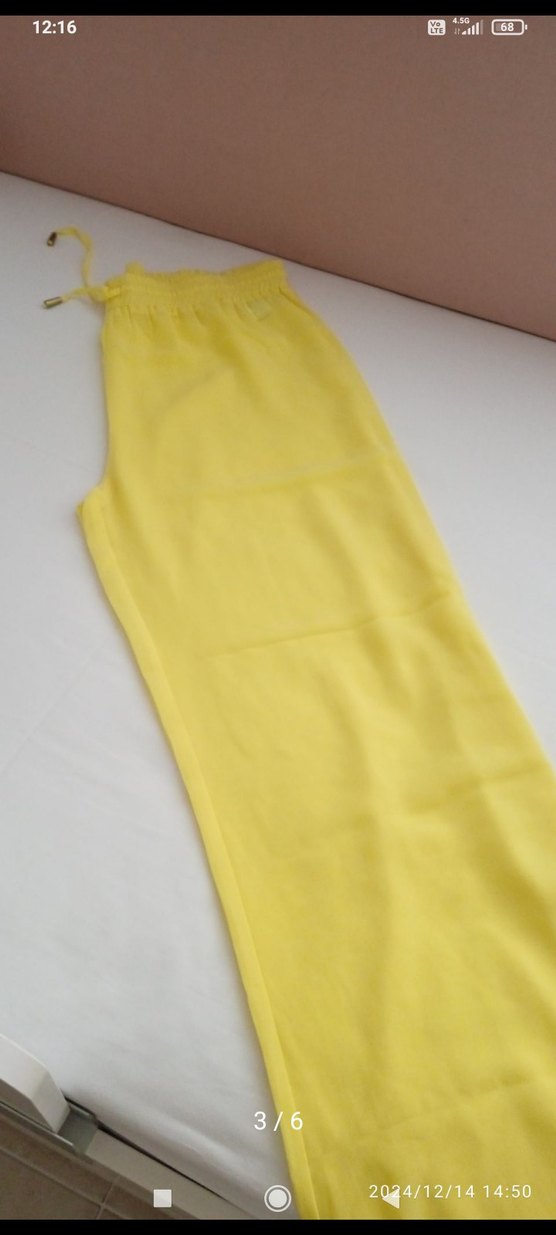 Sarı Midi Kadın Kumaş Pantolon - Görsel 4