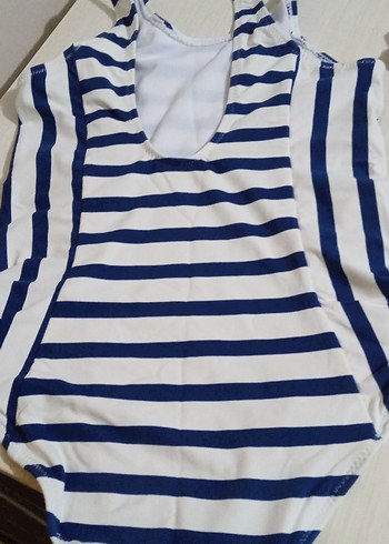 Kız Çocuk Mavi Çizgili Mayo - Görsel 2