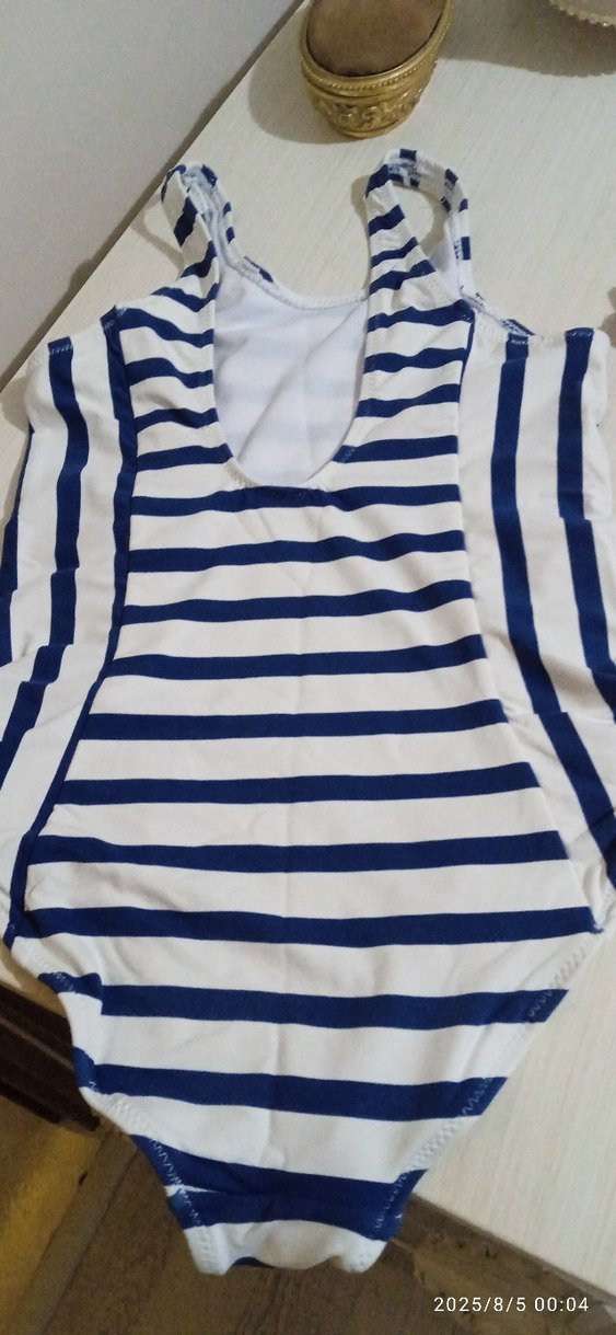 Kız Çocuk Mavi Çizgili Mayo - Görsel 2