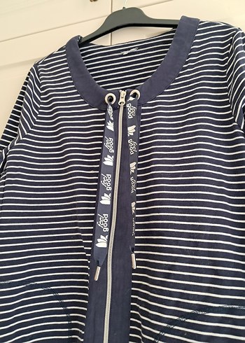 Çizgili Fermuarlı Kadın Hırka - Görsel 5