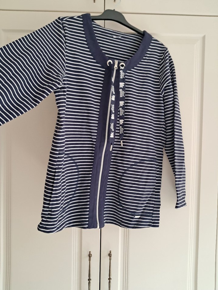 Çizgili Fermuarlı Kadın Hırka - Görsel 2