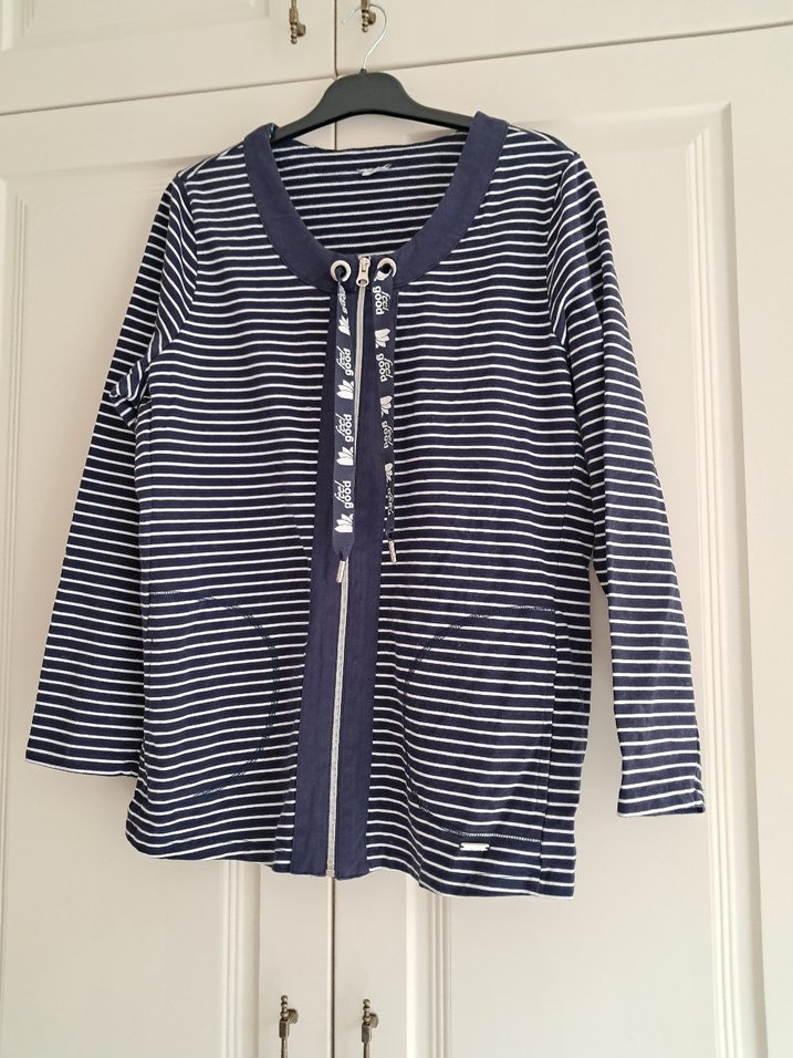 Çizgili Fermuarlı Kadın Hırka - Görsel 3