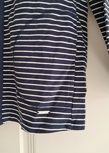 Çizgili Midi Kadın Hırka Fermuarlı - Görsel 4