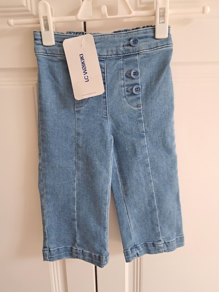 Düğmeli Kız Çocuk Kot Pantolon - Görsel 2