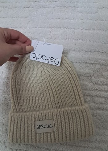Bej Kadın Yün Örme Bere - Görsel 2