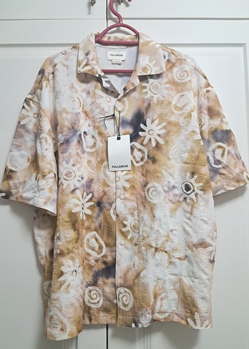 Bej Renkli Bağlama Desenli Erkek Gömlek - Görsel 2