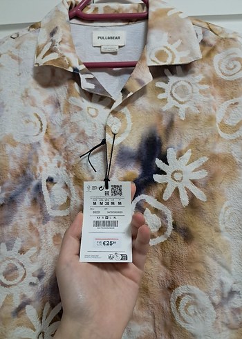 Bej Renkli Bağlama Desenli Erkek Gömlek - Görsel 3