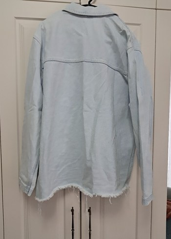 Gri Kadın Denim Ceket Düğmeli - Görsel 4