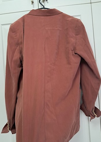 Pastel Kahverengi Kadın Keten Blazer Ceket - Görsel 3