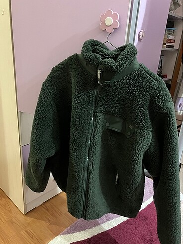 yeşil fermuarlı polar sweatshirt