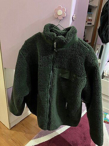 Pull and Bear yeşil fermuarlı polar sweatshirt