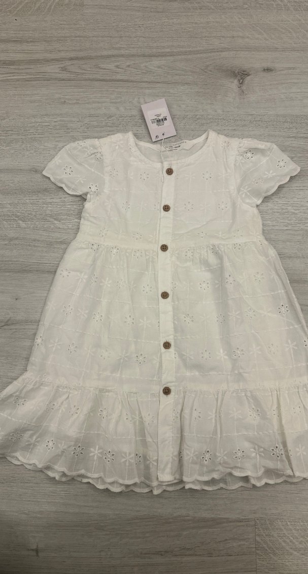 Kız Çocuk Beyaz Nakışlı Elbise - Görsel 3
