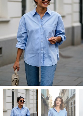 Trendyol & Milla Mavi Denim Kadın Gömlek