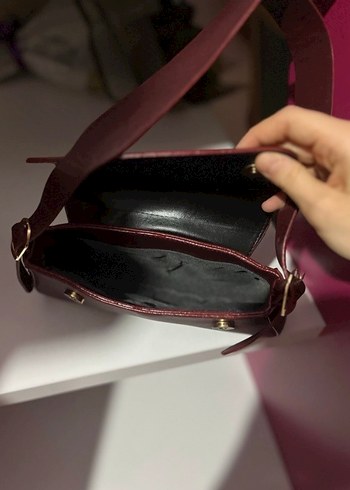 Bordo Deri Kadın Omuz Çantası - Görsel 3