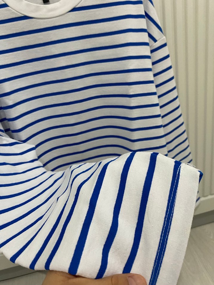 Mavi Çizgili Erkek Sweatshirt - Görsel 4