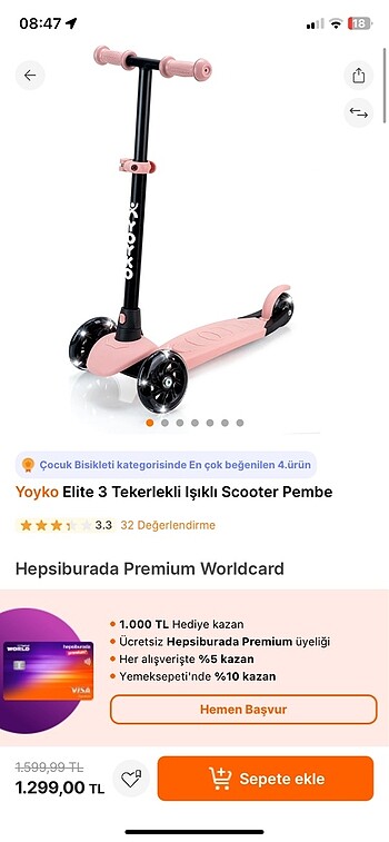 Beden pembe Renk Yoyko scooter
