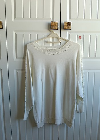 On Fashion Taşlı Ekru Beyaz Bluz - Görsel 3