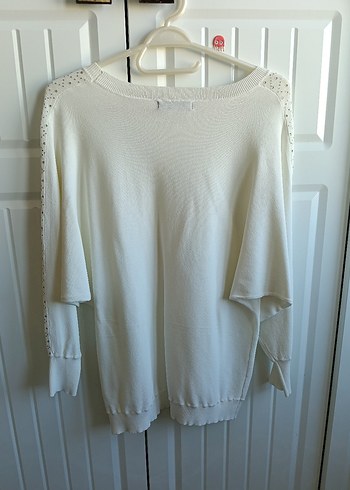 On Fashion Taşlı Ekru Beyaz Bluz - Görsel 7