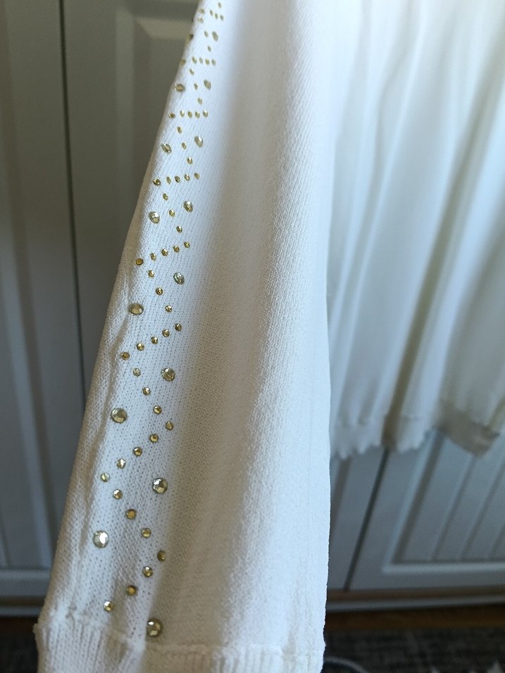 On Fashion Taşlı Ekru Beyaz Bluz - Görsel 2