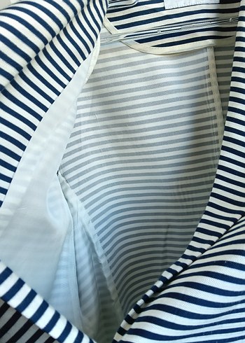 Vintage Parantez Çizgili Blazer Ceket - Görsel 6