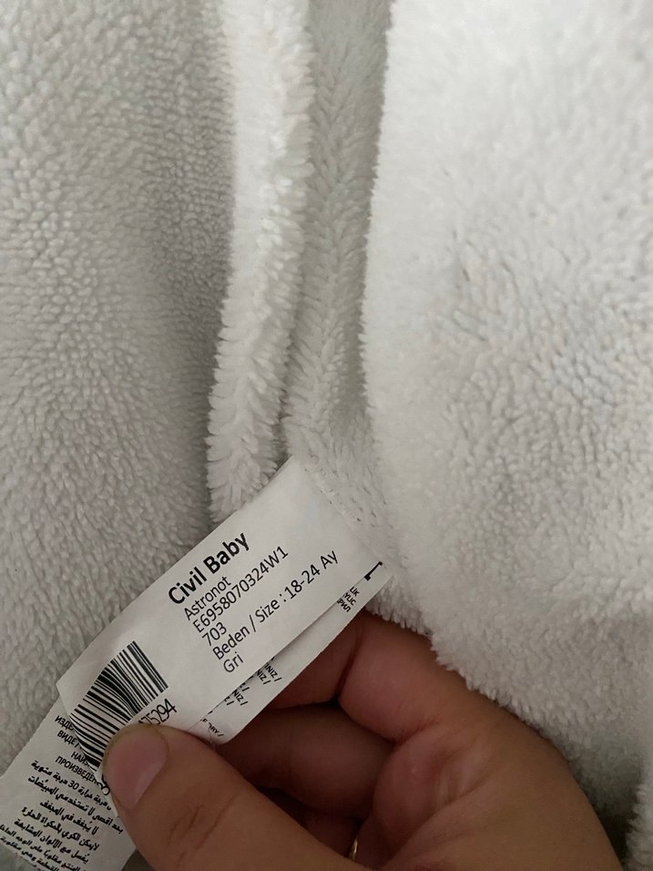 Kapüşonlu Gri Erkek Bebek Tulum - Görsel 2