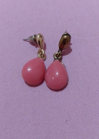 Parlak Mini Pembe Damla Küpe