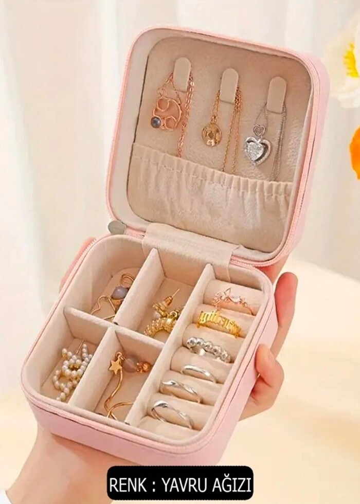 KADINLAR İÇİN TAKI DÜZENLEYİCİ TAŞINABİLİR SEYAHAT ORGANİZERİ RE - Görsel 3