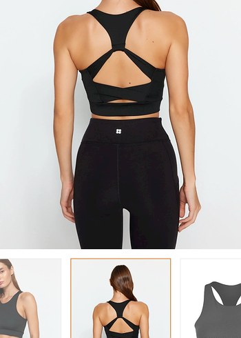 Siyah İnce Askılı Yüksek Yakalı Spor Üst - Görsel 2