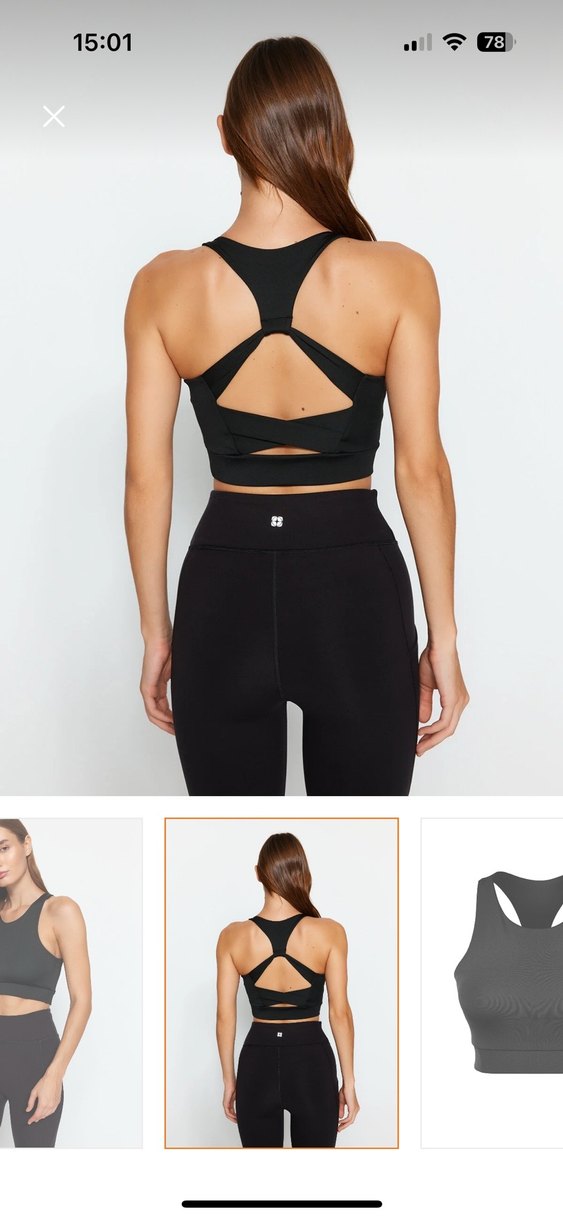 Siyah İnce Askılı Yüksek Yakalı Spor Üst - Görsel 2