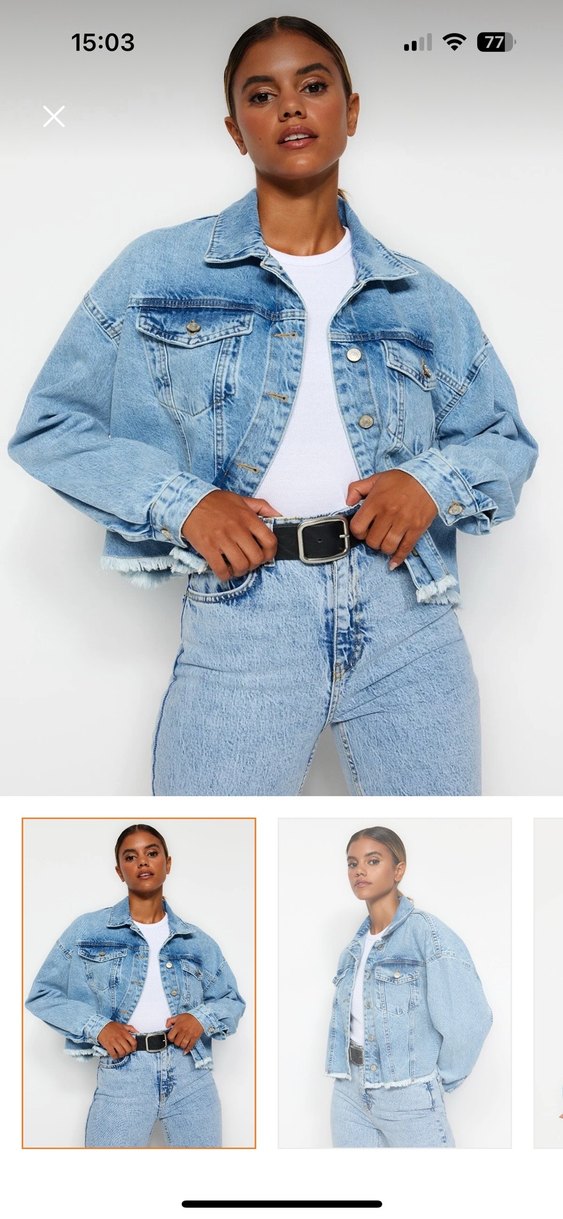 Düğmeli Açık Mavi Kadın Denim Ceket - Görsel 2