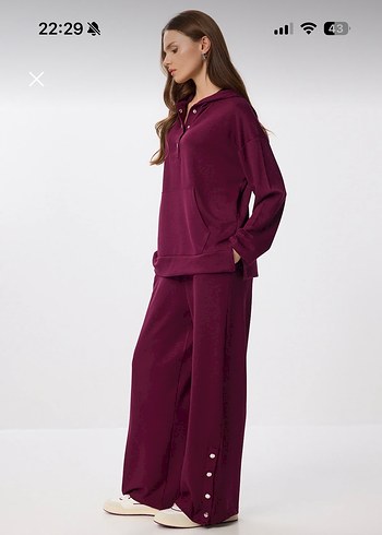 Bordo Kadın Rahat Kesim Eşofman Takımı - Görsel 2