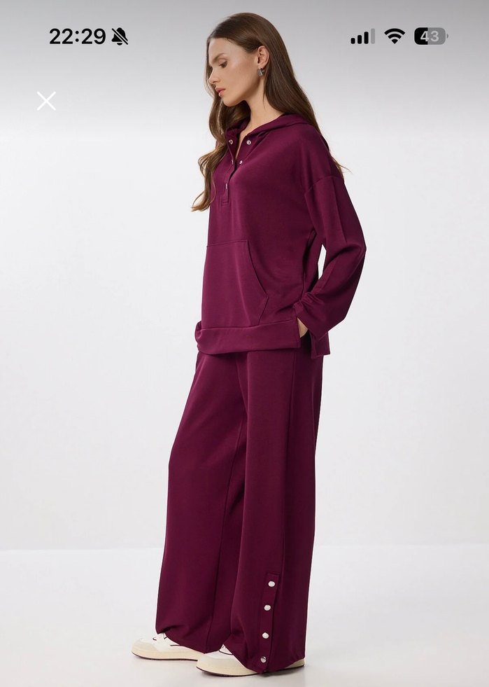 Bordo Kadın Rahat Kesim Eşofman Takımı - Görsel 2